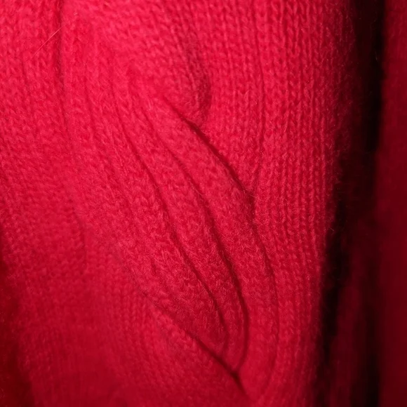 VINTAGE Pink Cable Knit Lambswool & Angora Crewneck Long Sweater Size Large - Picture 5 of 14